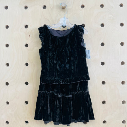 Brown Crushed Velvet Tank & Skirt