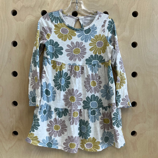 Cream Muted Colors Floral Dress