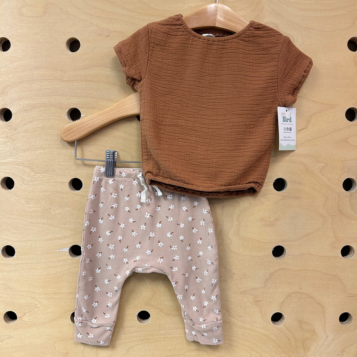 Tan/Brown Cotton Flower Outfit