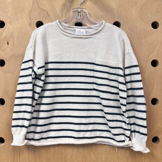 Cream & Green Organic Striped Sweater