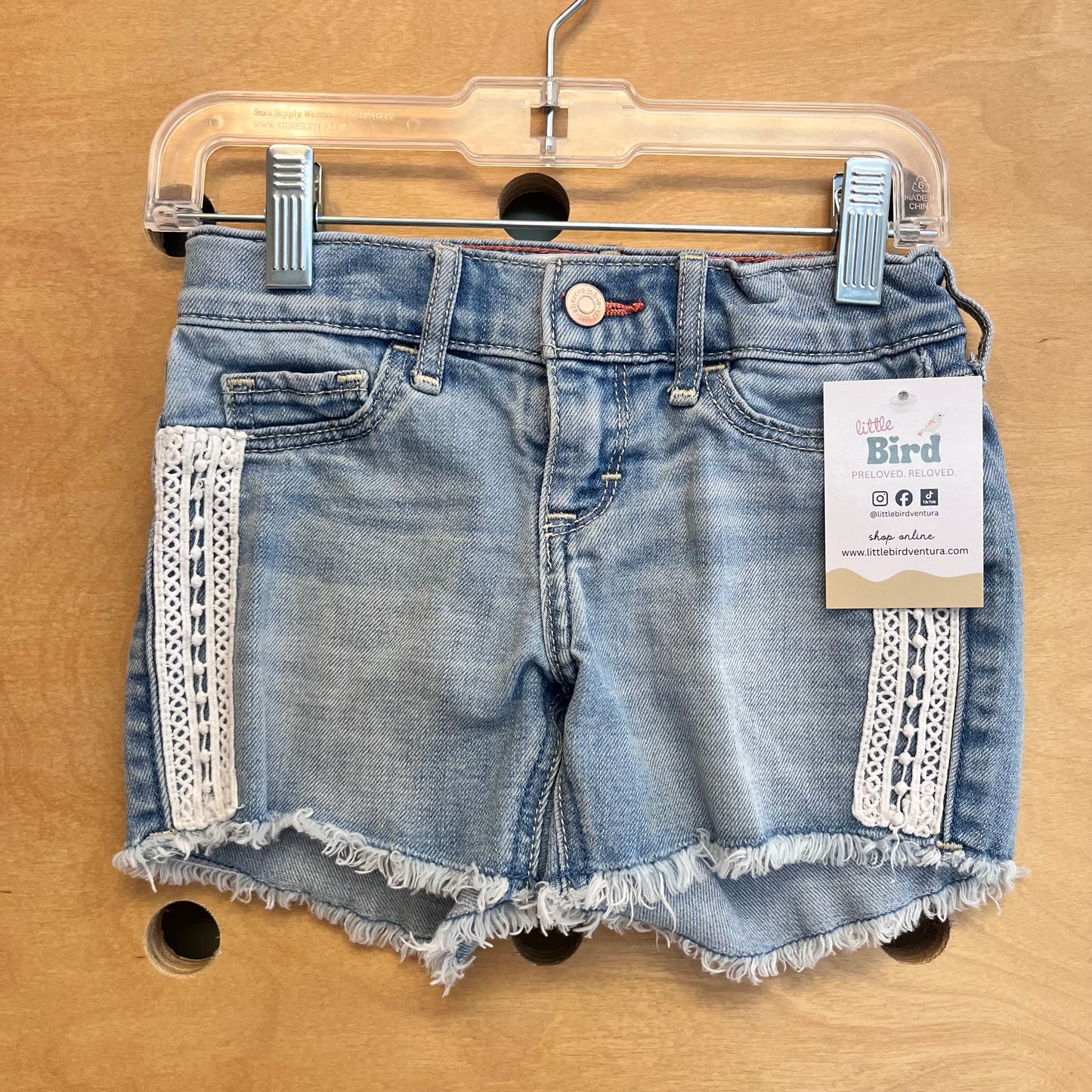 Denim Lace Detail Shorts