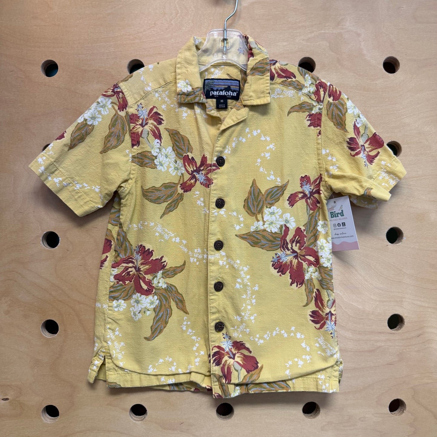 Yellow/Red Hibiscus Button Up