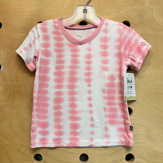 Pink/White Tie Dye Bamboo V-Neck