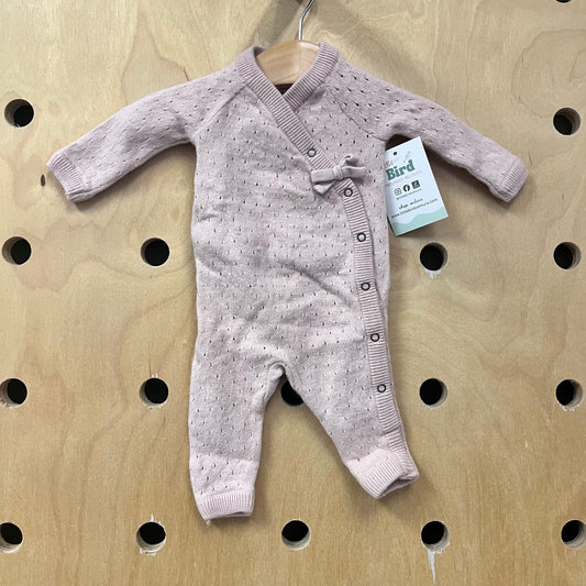 Pink Pointelle Knit Snap Romper