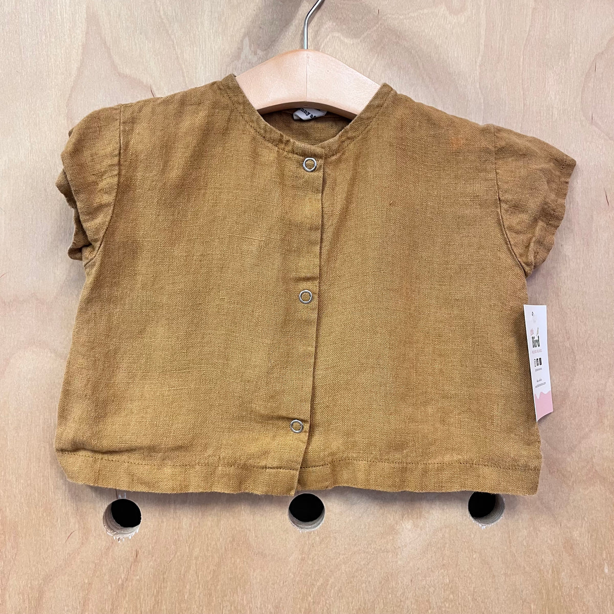 Burnt Orange Linen Snap Shirt