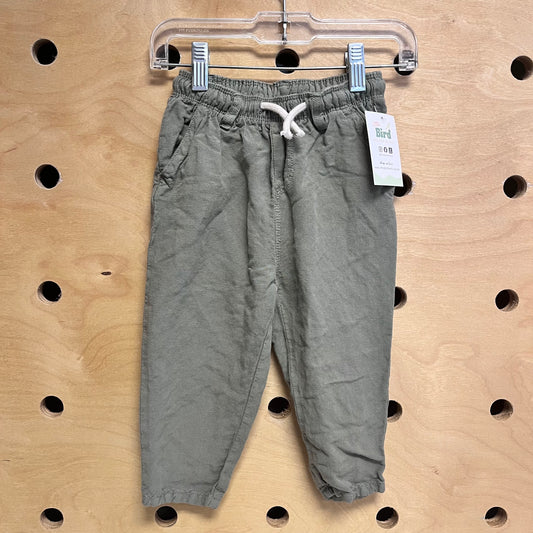 Green Linen Blend Pants