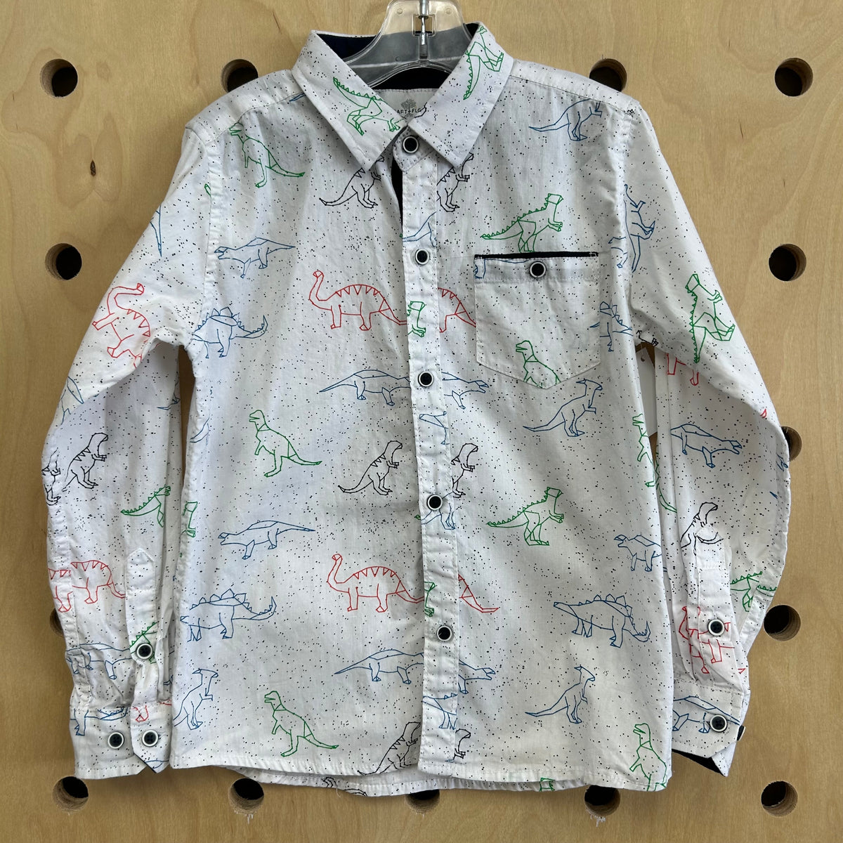 White Dino Button Up Shirt