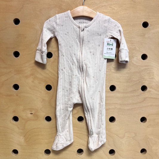 Cream Pointelle Floral Footies