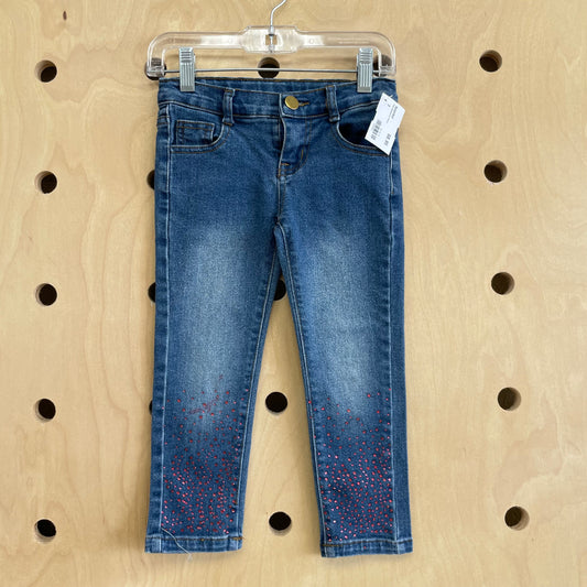 Pink Rhinestone Denim