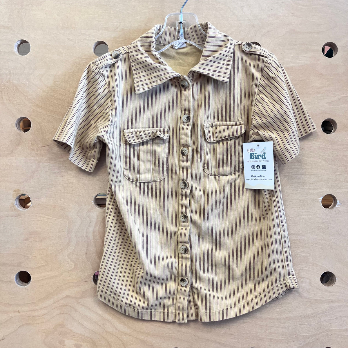 Organic Yellow/Rust Striped Button Up