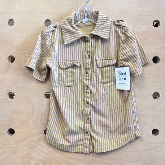 Organic Yellow/Rust Striped Button Up