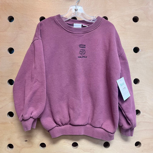Purple Embroider 'Cool Style' Pullover