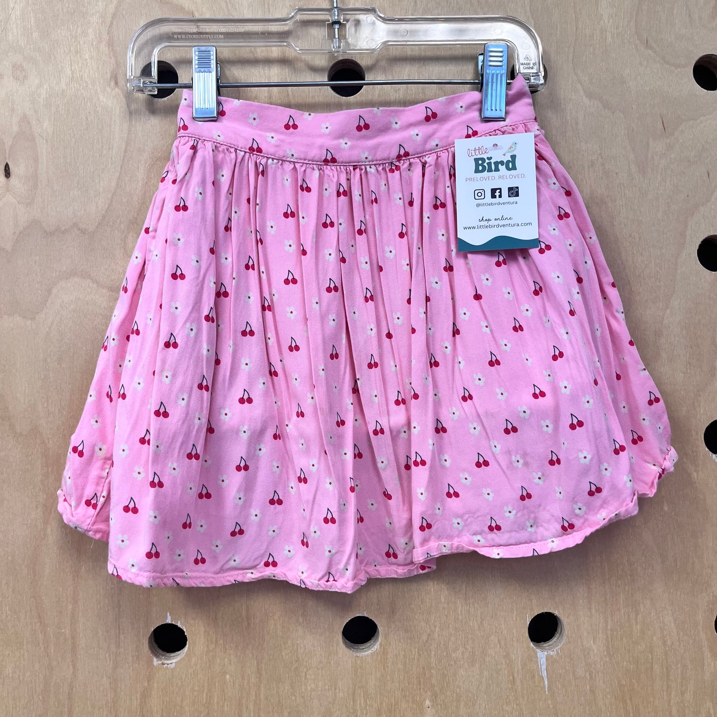 Pink Floral Cherries Bamboo Skirt