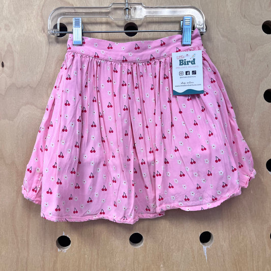Pink Floral Cherries Bamboo Skirt