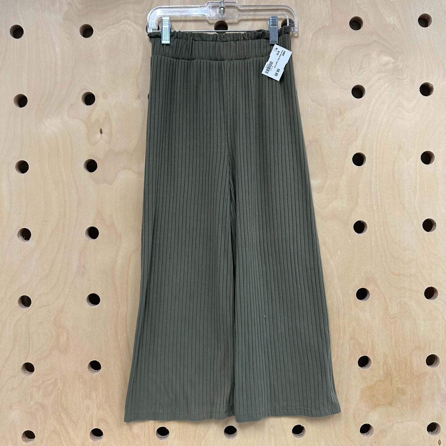 Green Ribbed Wide Legged Pants