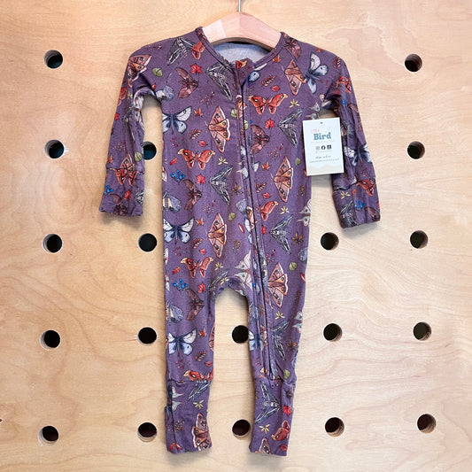 Purple Floral Moths Bamboo Zippy