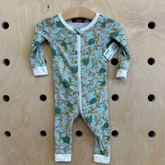 Blue Floral Bamboo Zippy