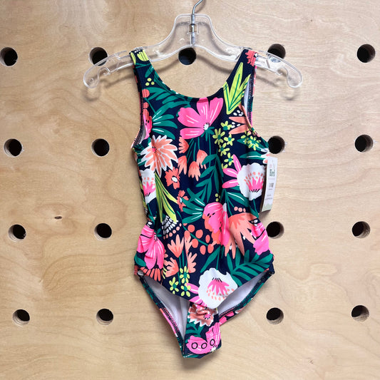Black Tropical Floral Swimsuit
