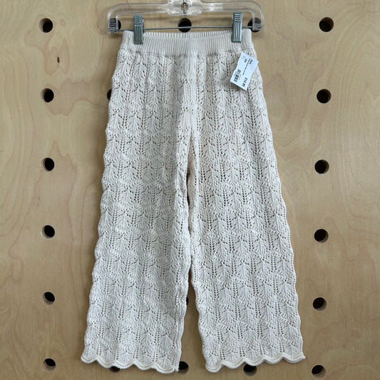 Cream Crochet Wide Leg Pants