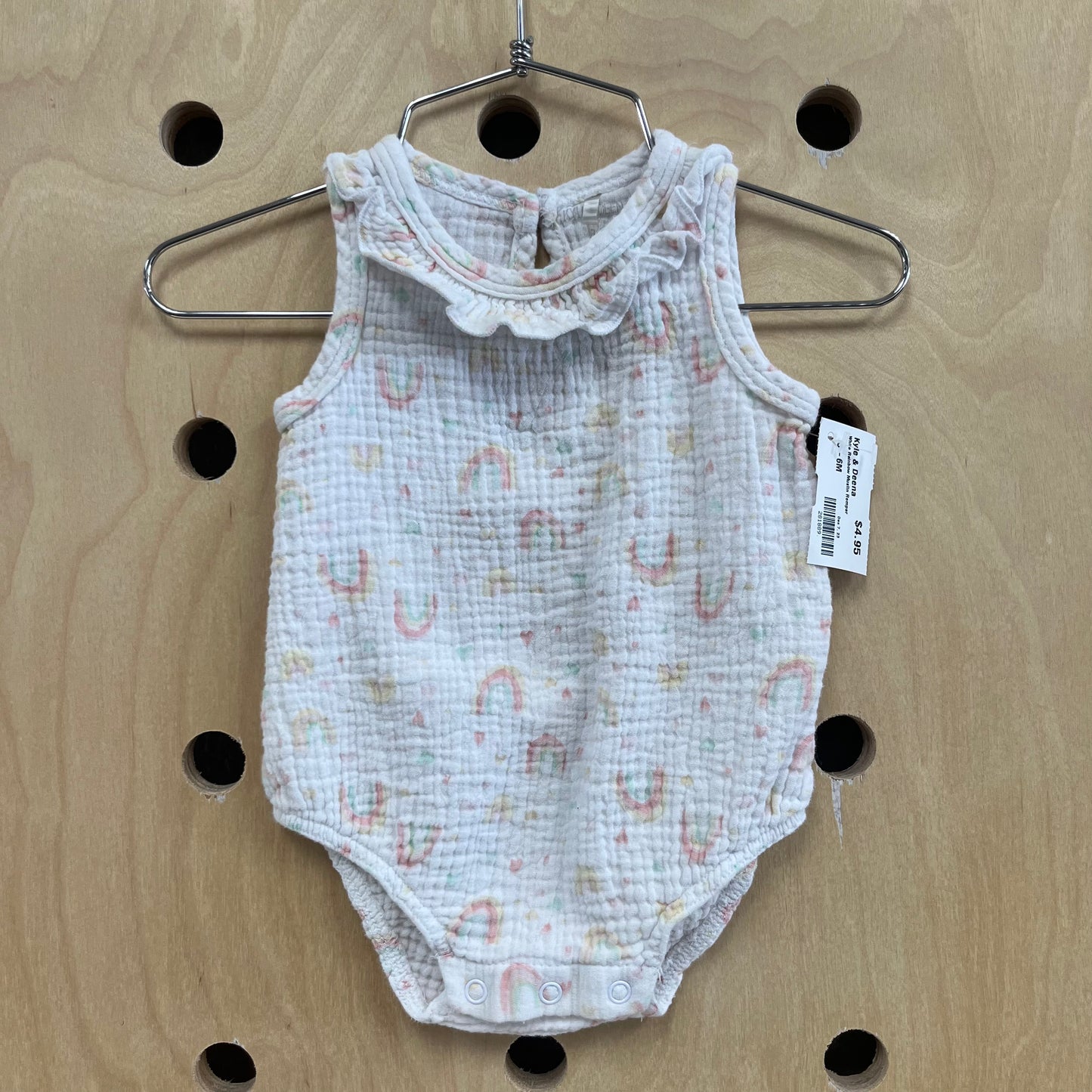 White Rainbow Muslin Romper