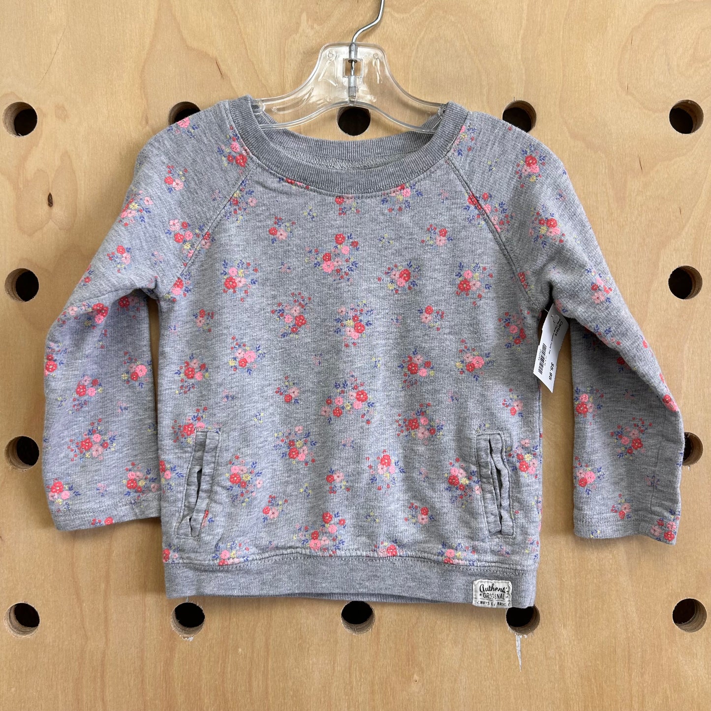 Grey Floral French Terry Top
