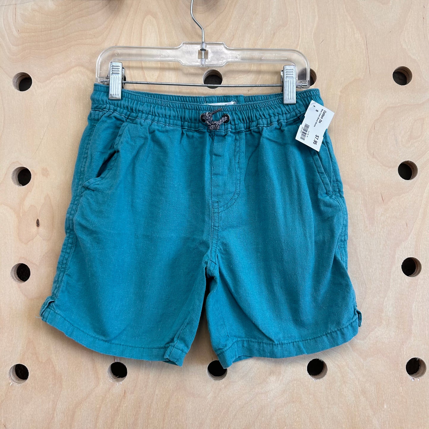 Blue Linen Blend Shorts