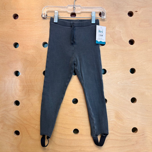 Grey Ribbed Stirrup Foot Leggings