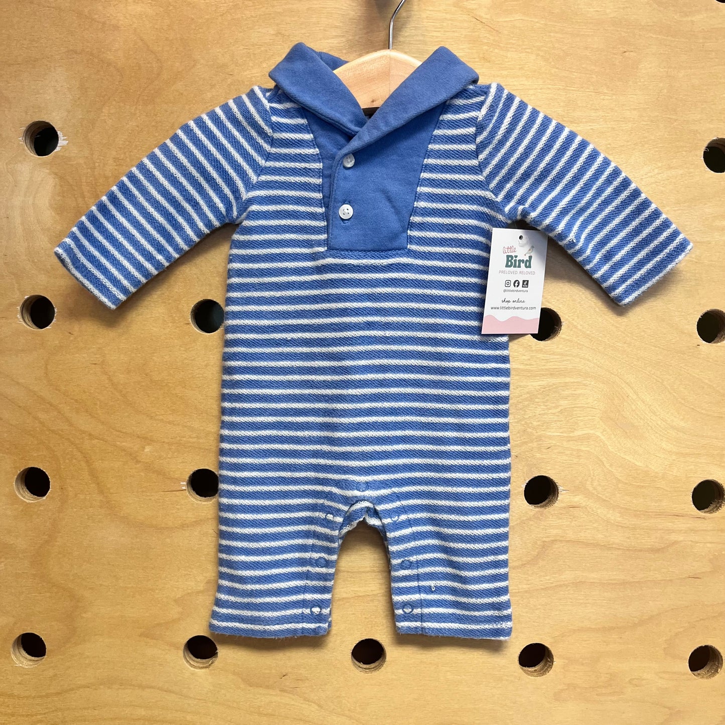 Blue/White Knit Romper