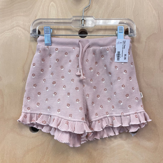 Organic Floral Waffle Drawstring Shorts