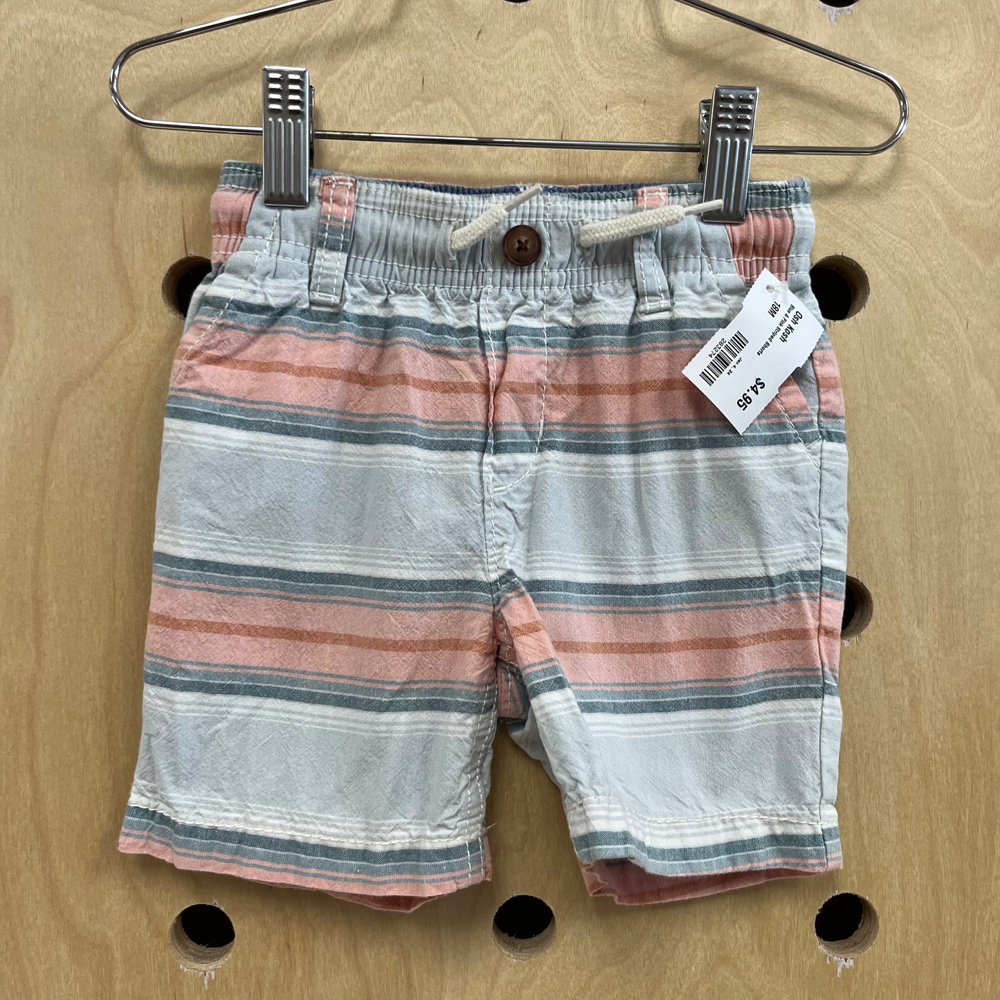 Blue & Pink Striped Shorts
