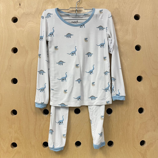 White + Blue Dinos Bamboo Pajamas