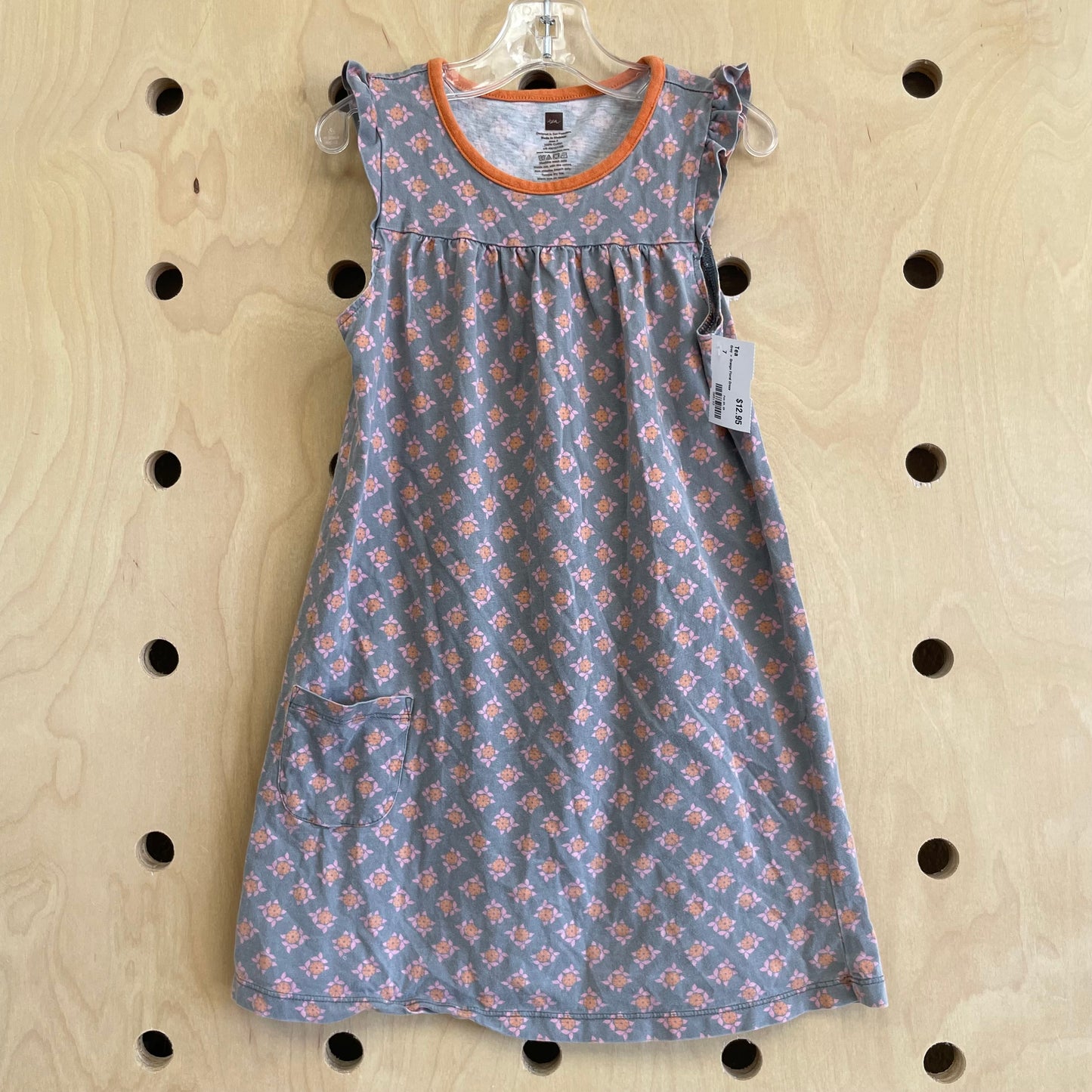 Grey + Orange Floral Dress