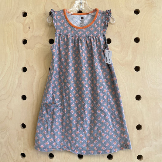 Grey + Orange Floral Dress