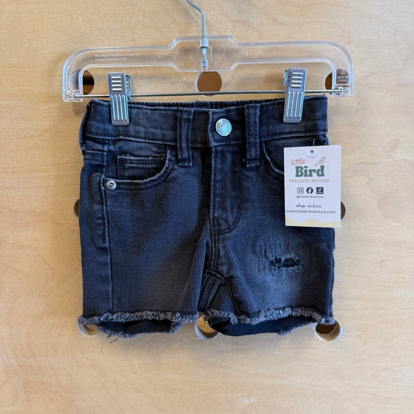 Black Distressed Denim Shorts