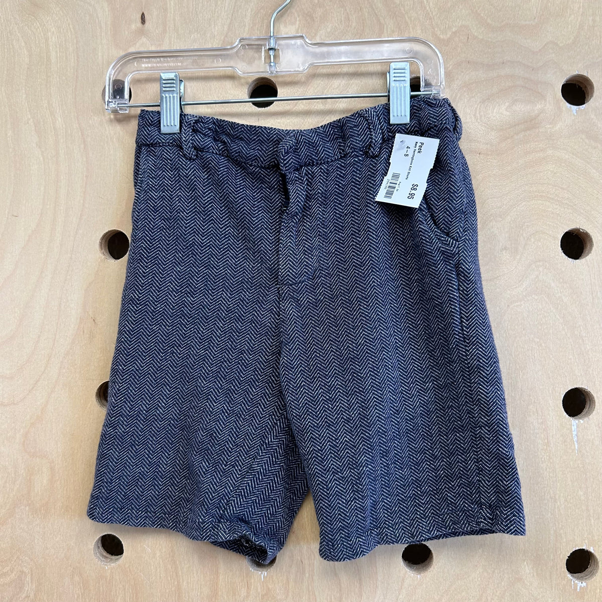 Navy Herringbone Knit Shorts