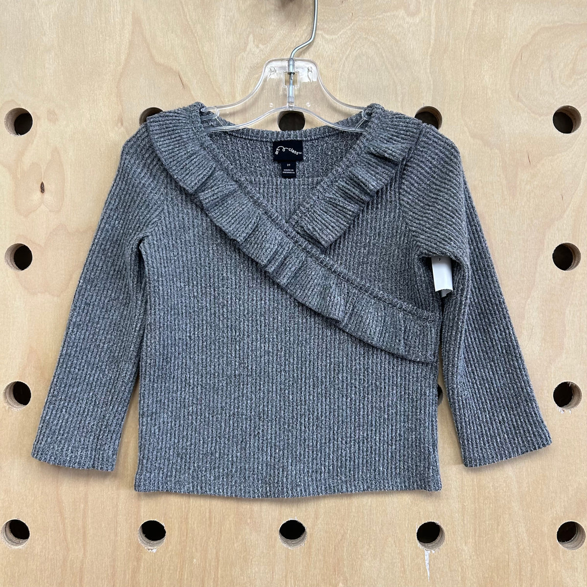 Grey Ribbed Long Sleeve