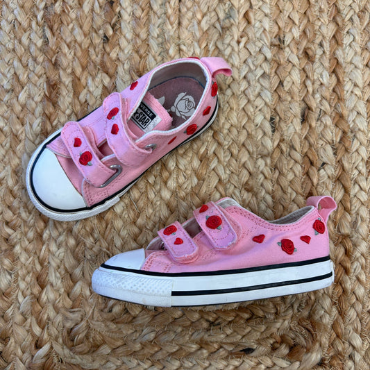 Pink Embroided Low Top Sneakers