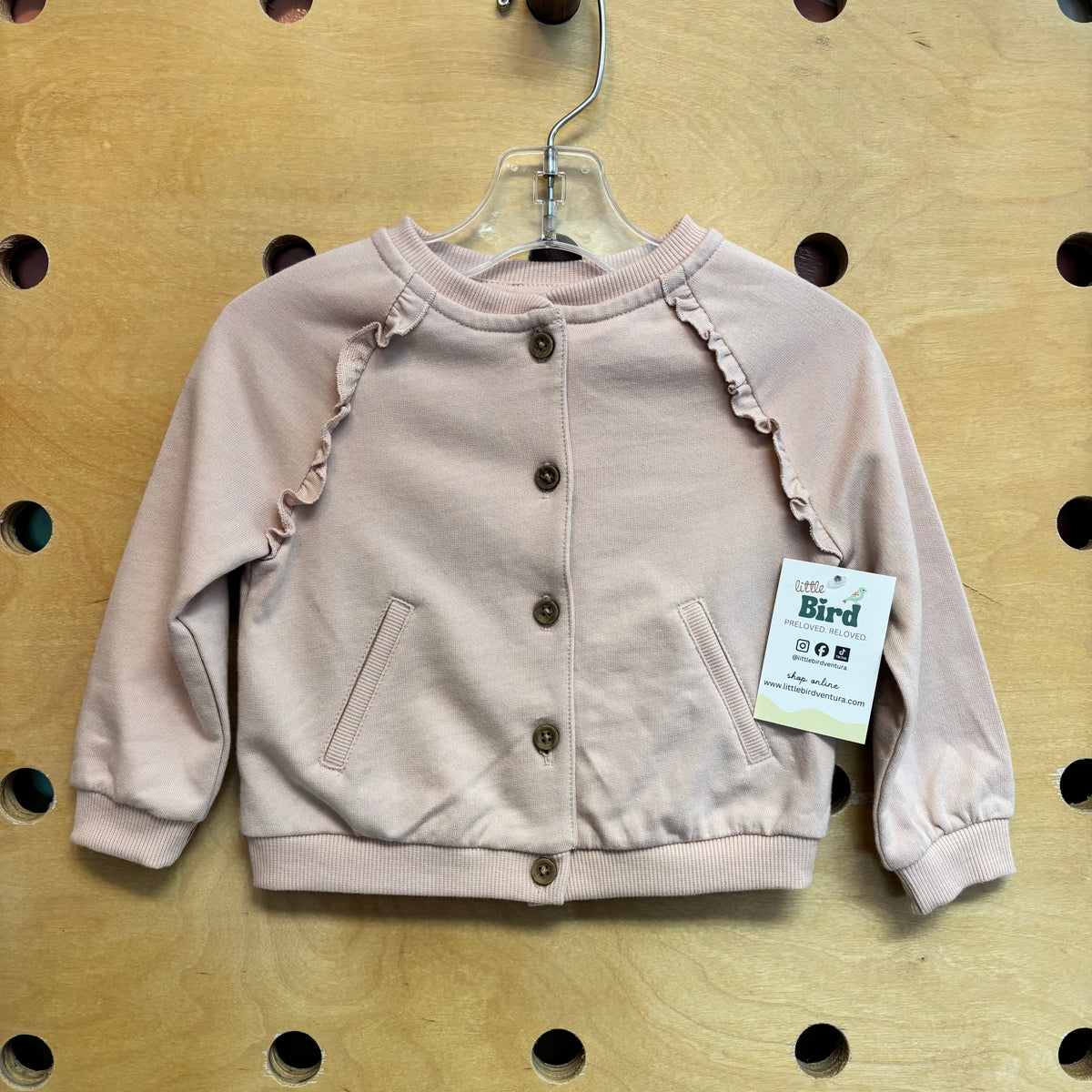 Organic Pink Ruffle Button Up