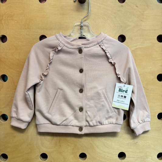 Organic Pink Ruffle Button Up