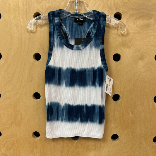 Blue + White Tie Dye Ribbed Tank NEW!