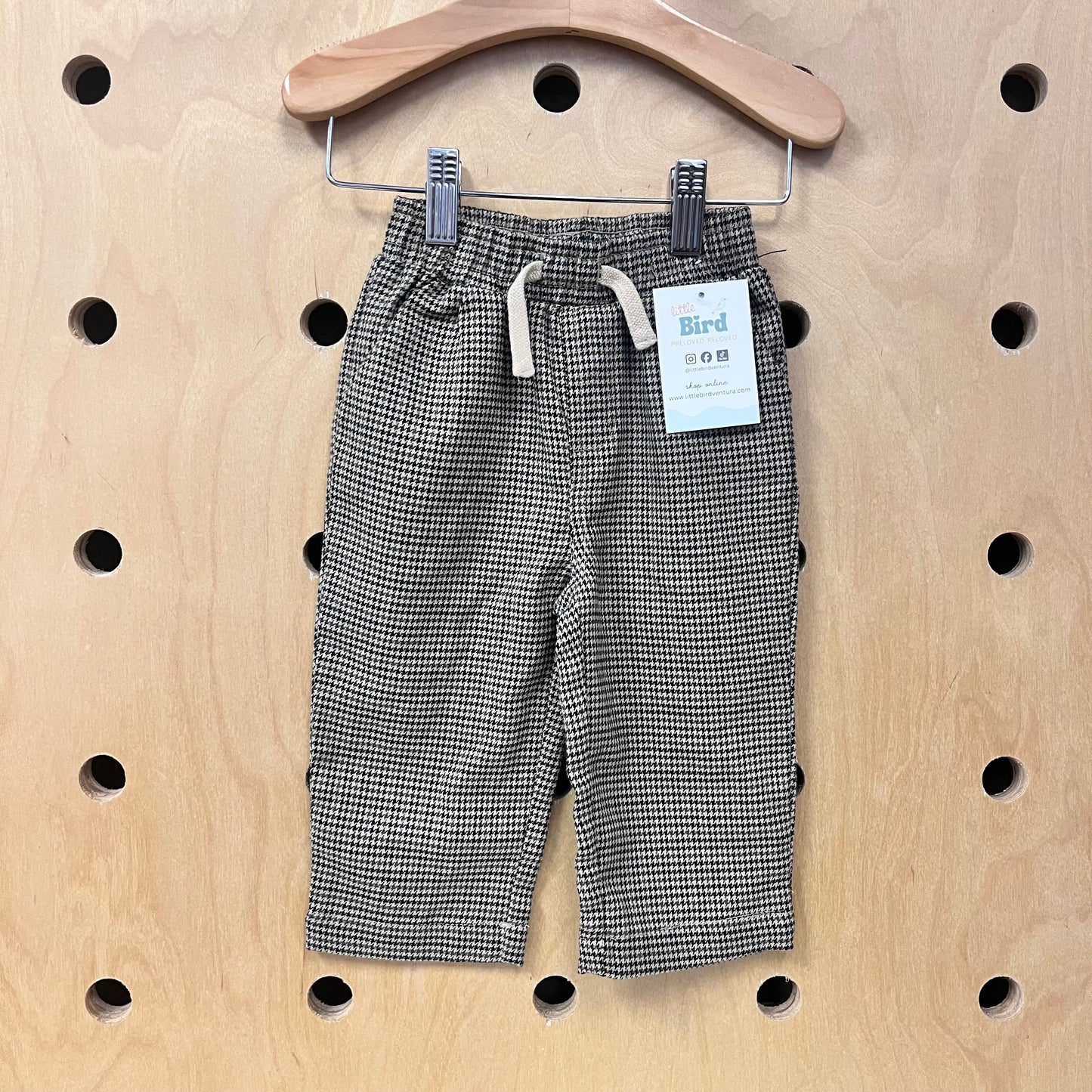 Brown Houndstooth Pull On Pants