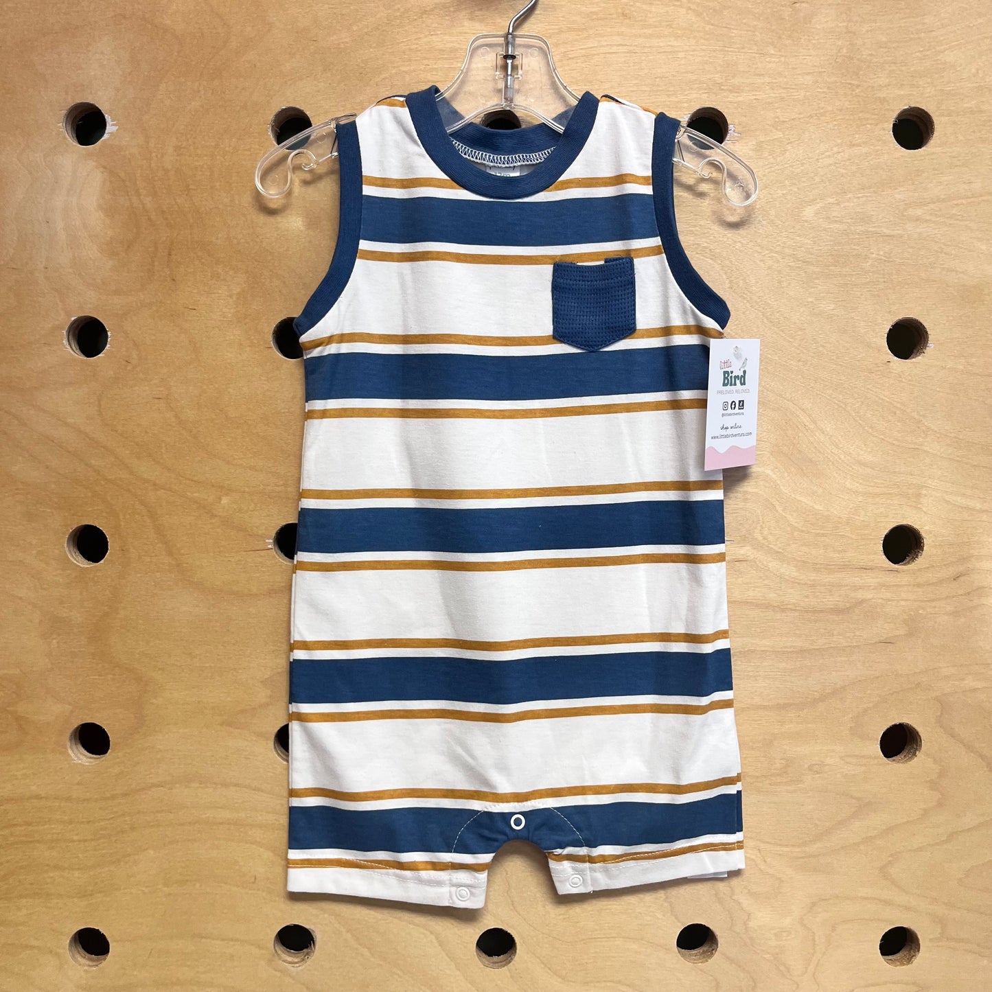Teal/Mustard Striped Romper