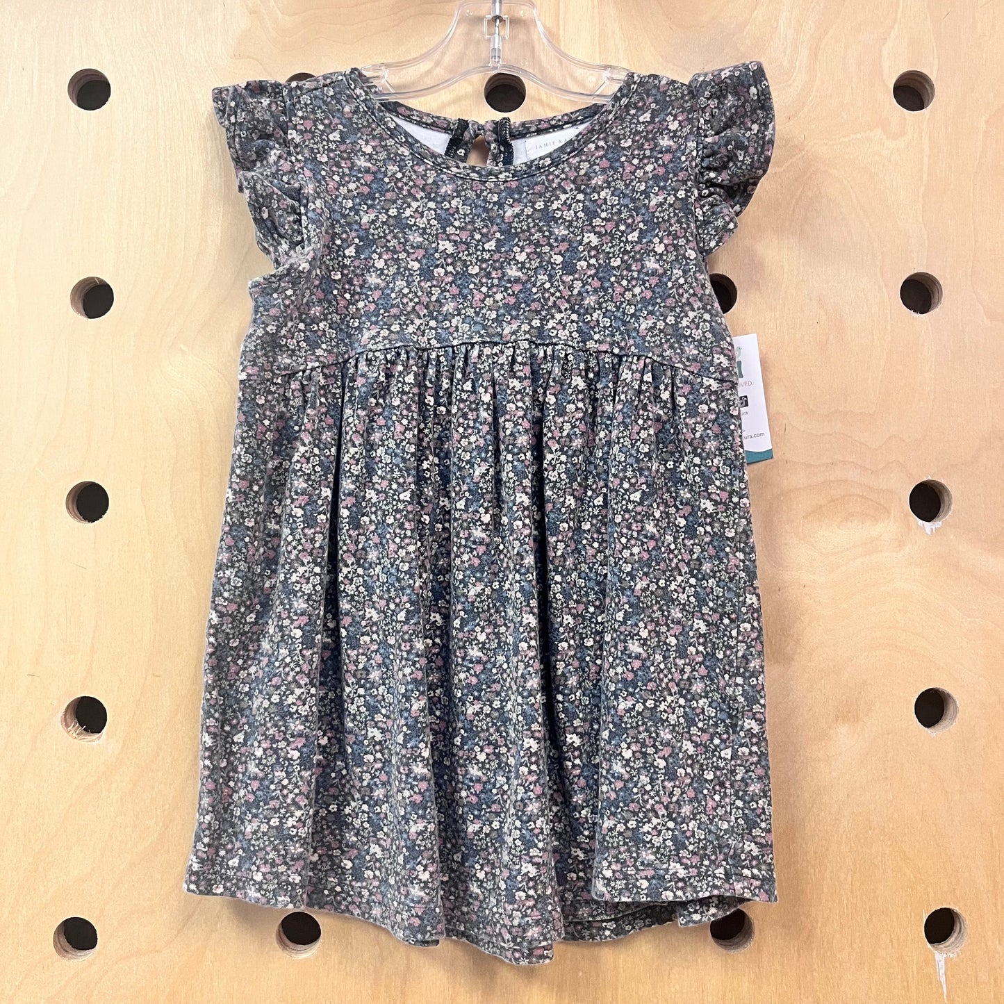 Grey Floral Organic Dress