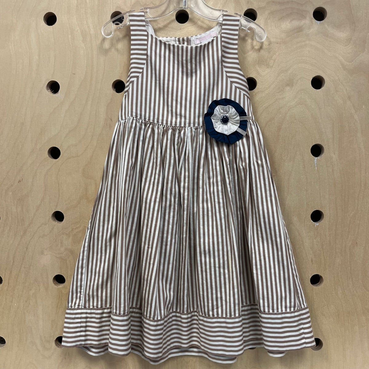 Tan Striped Dress+Cardgian