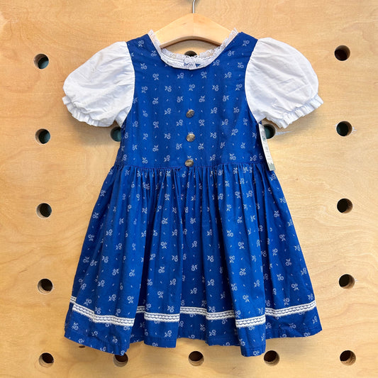 Blue Baumwolle Floral Dress