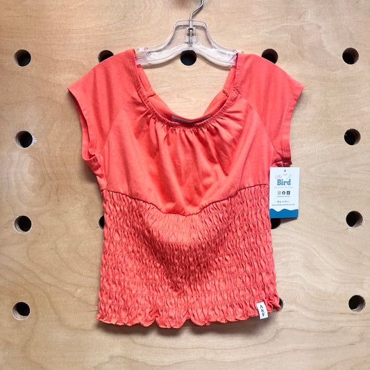 Electric Orange Smocked Tee