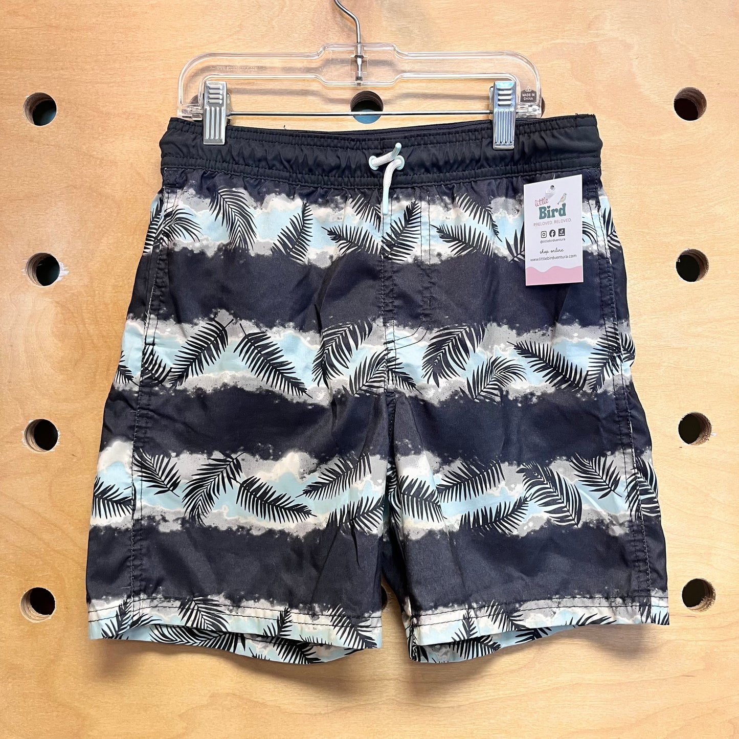 Black Striped Palms Swim Shorts