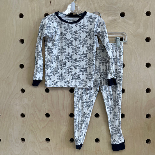 Cream & Blue Geometric Snowflake Pajama Set