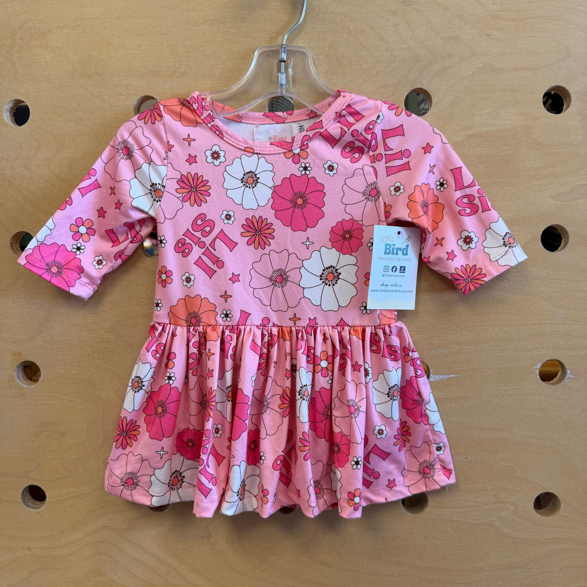 Pink Floral Retro Lil Sis Snap Dress