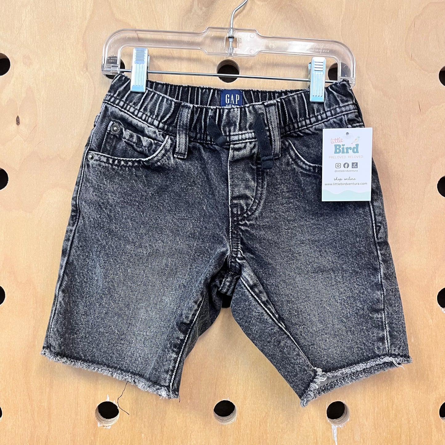 Black Denim Drawstring Shorts